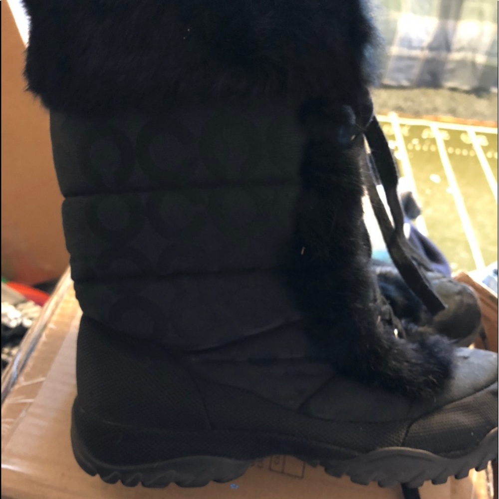 COACH FAUX FUR TRIMMED BOOTS